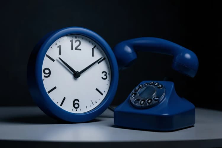 Relógio mostrando 11:59 PM com um telefone ao lado.