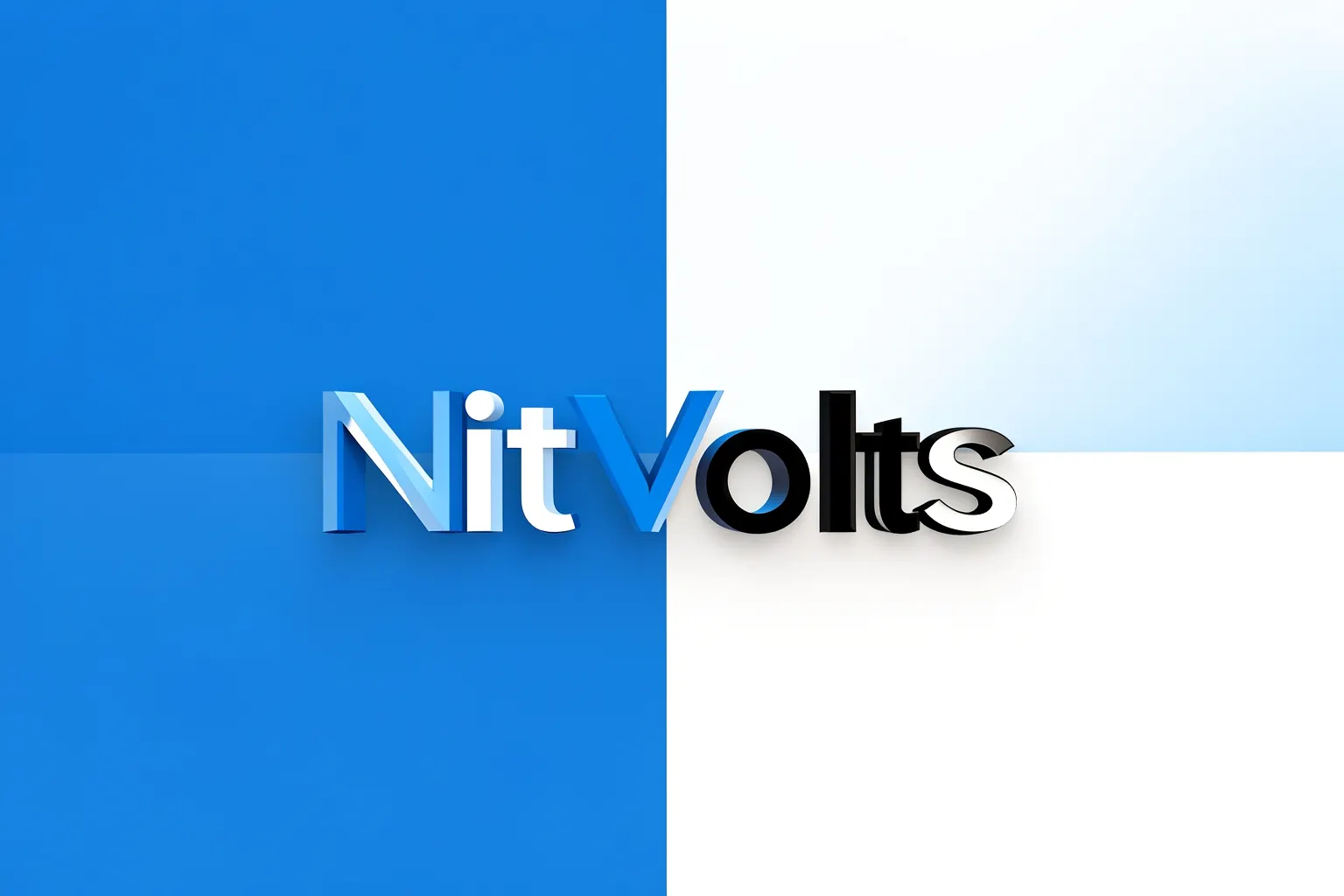 Logotipo da NitVolts com fundo azul e branco, com o nome da empresa em destaque.